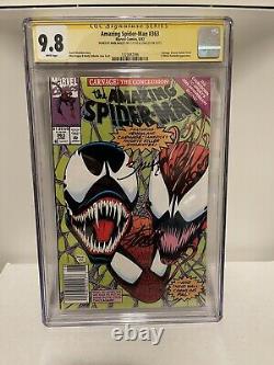 Amazing Spider-man #363 Cgc 9.8 2x Signed Stan Lee Bagley -newsstand