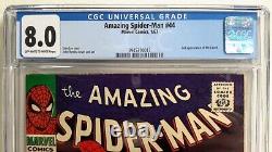 Amazing Spider-man #44 Cgc 8.01967 Marvel2nd App Of Lizardstan Leeromita