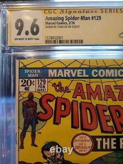 Amazing Spiderman 129 CGC 9.6 SS Stan Lee OW /W