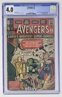 Avengers #1 CGC 4.0 (1963) Marvel, Stan Lee, Jack Kirby & Dick Ayers, 1st issue