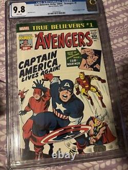 Avengers 1 CGC SS 9.8 Stan Lee True Believers Kirby 100 Avengers 4 Capt America