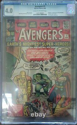 Avengers #1 Cgc 4.0 Thor Captain America Iron Man Hulk Ant Man Wasp 1963