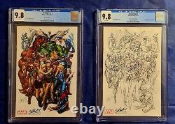 Avengers #1 J Scott Campbell Color & Sketch Variant CGC 9.8 Set Stan Lee Edition