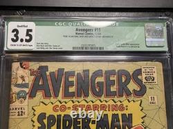 Avengers #11 (1964) CGC 3.5 Qualified Early Spider-Man & Kang Silver Age