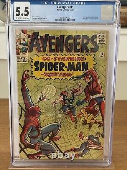 Avengers #11 CGC 5.5 2nd App Kang 1st SpiderMan Meets The Avengers (1964) Marvel