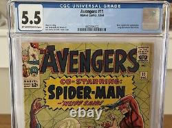 Avengers #11 CGC 5.5 2nd App Kang 1st SpiderMan Meets The Avengers (1964) Marvel