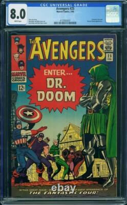 Avengers #25 -CGC 8.0 WHITE PAGES- Doctor Doom Marvel Comics 1966