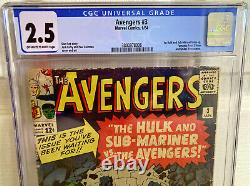 Avengers 3 CGC 2.5 1964? STAN LEE KEY SILVER? 1st HULK / SUB-MARINER Teamup