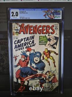 Avengers #4 (1964) CGC 2.0? 1st Silver Age Captain America App? Marvel Comic