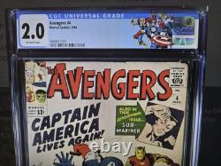 Avengers #4 (1964) CGC 2.0? 1st Silver Age Captain America App? Marvel Comic