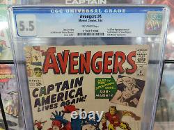 Avengers #4 (1964) Cgc Grade 5.5 Modern Captain America Baron Zemo 1st Ap