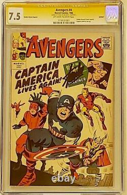 Avengers #4 1st Silver Age Captain America GRR CGC SS 7.5 Signed By Stan Lee