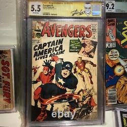 Avengers #4 CGC 5.5 SS Stan Lee Signed 1st Silver Age Captain America