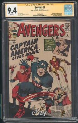 Avengers 4 CGC 9.4 SS STAN LEE WHITE 1ST APP SA CAPT AMERICA L@@K @ IT