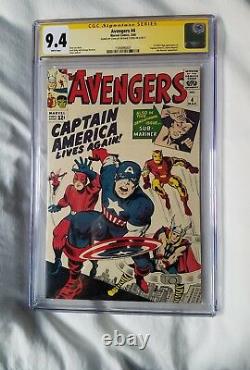 Avengers 4 CGC 9.4 SS STAN LEE WHITE 1ST APP SA CAPT AMERICA L@@K @ IT