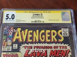 Avengers #5 CGC 5.0 SS Stan Lee Autograph! Hulk Appearance