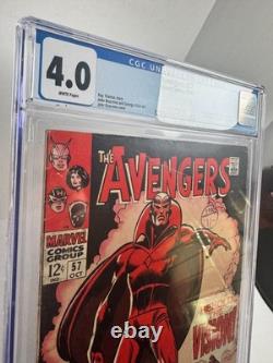 Avengers #57 CGC 4.0 WHITE Pages 1st Vision 1968 Marvel Silver Age Key