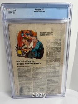 Avengers #57 CGC 4.0 WHITE Pages 1st Vision 1968 Marvel Silver Age Key