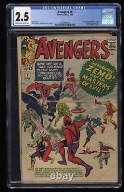 Avengers #6 CGC GD+ 2.5 Cream To Off White 1st Appearance Baron Zemo! Stan Lee