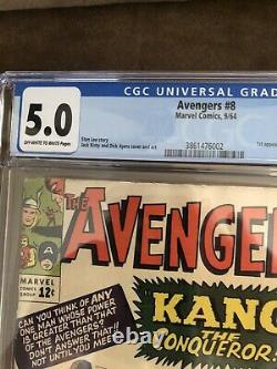 Avengers #8? 1st Appearance of Kang the Conqueror? CGC 5.0 1964 MARVEL