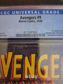 Avengers #9 CGC 4.0 OW 10/64 1st Wonder Man! Stan Lee and Kirby