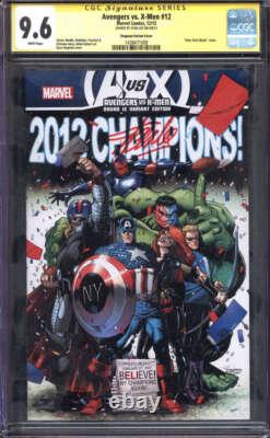 Avengers Vs. X-men #12 Cgc 9.6 White Pages // Ny Giants Cover + Signed Stan Lee