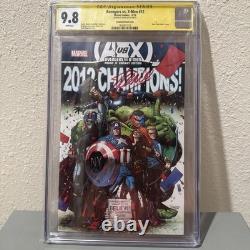 Avengers Vs. X-men #12 Cgc 9.8 Ny Giants Cover Signed By Stan Lee