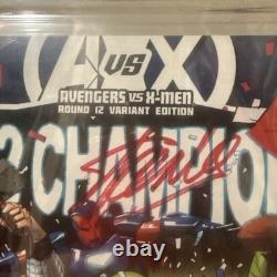 Avengers Vs. X-men #12 Cgc 9.8 Ny Giants Cover Signed By Stan Lee