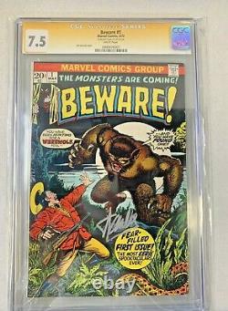 Beware! #1 Cgc 7.5 Bronze-age Horror Comic. Signed By Stan Lee 1973 White Pages