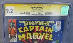 CAPTAIN MARVEL #1 (Stan Lee Signed Cover) CGC 9.2 NM- 1968 Kree Sentry app