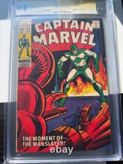 CAPTAIN MARVEL #12 CGC 9.0 Signed By Stan Lee BLACK WIDOW MANSLAYER DICK AYERS
