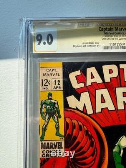 CAPTAIN MARVEL #12 CGC 9.0 Signed By Stan Lee BLACK WIDOW MANSLAYER DICK AYERS