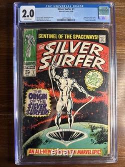 CGC 2.0 Silver Surfer #1 1968 Key Marvel Comic Book Origin Of The Silver Surfer