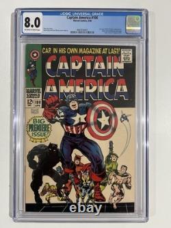 CGC 8.0 CAPTAIN AMERICA #100 1968 BIG PREMIERE 1ST ISSUE! Origin, Black Panther