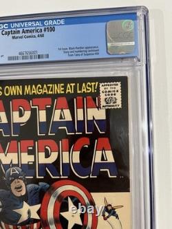 CGC 8.0 CAPTAIN AMERICA #100 1968 BIG PREMIERE 1ST ISSUE! Origin, Black Panther