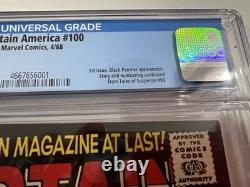 CGC 8.0 CAPTAIN AMERICA #100 1968 BIG PREMIERE 1ST ISSUE! Origin, Black Panther