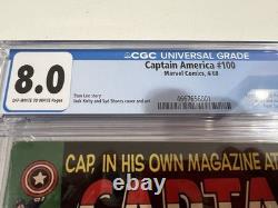 CGC 8.0 CAPTAIN AMERICA #100 1968 BIG PREMIERE 1ST ISSUE! Origin, Black Panther