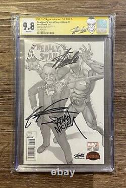 CGC 9.8 DEADPOOL'S SECRET WARS 1 HORN SKETCH SIGNED 3x STAN LEE LIEFELD NICIEZA