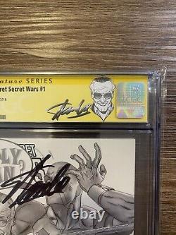 CGC 9.8 DEADPOOL'S SECRET WARS 1 HORN SKETCH SIGNED 3x STAN LEE LIEFELD NICIEZA