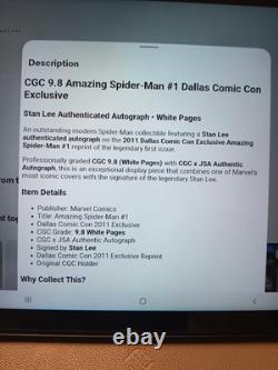 CGC 9.8 The Amazing Spider-Man #1 2011 Dallas Comic Con Stan Lee Signature WOW