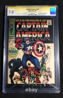 Captain America #100 CGC 7.0 1968 Silver Age KEY Signed By Stan Lee 1st Panther