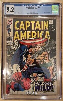 Captain America #106 CGC 9.2 Jack Kirby Stan Lee Marvel Comic 1968 Silver Age