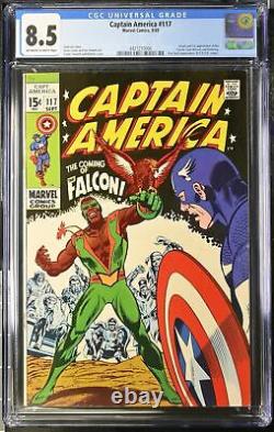 Captain America #117 CGC VF+ 8.5 1st Appearance Falcon! Stan Lee! Marvel 1969