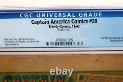 Captain America 20 CGC NG Coverless Golden Age Timely Comics 1942 Stan Lee Story