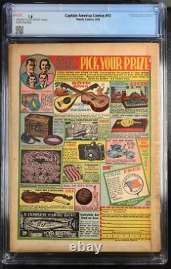 Captain America Comics #12 CGC GD- 1.8 Avison Cover! Bucky! Stan Lee Scripts