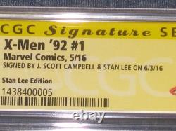 Cgc 9.8 Ss X Men 92 #1 J Scott Campbell & Stan Lee Signed Stan Lee Banner Marvel