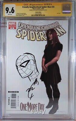 Cgc Joe Quesada Signed + Sketch Friendly Neighborhood Spider-man #24 Nm+ 9.6