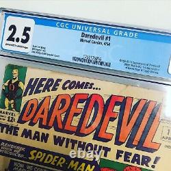 Daredevil #1 Apr 1964, Marvel CGC 2.5 1st Appearance Silver Age Key Spiderman