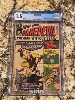 Daredevil #1 Stan Lee 1964 Marvel Comics Silver Age Grail CGC 1.5 Ow White Pages