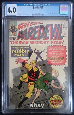 Daredevil #4? CGC 4.0 OWithWH? Yellow Devil Purple Man Tango 1964